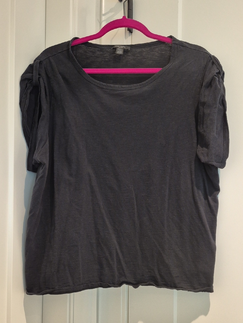 Lord & Taylor Women's Charcoal Puff-Sleeve Short Sleeve Tee